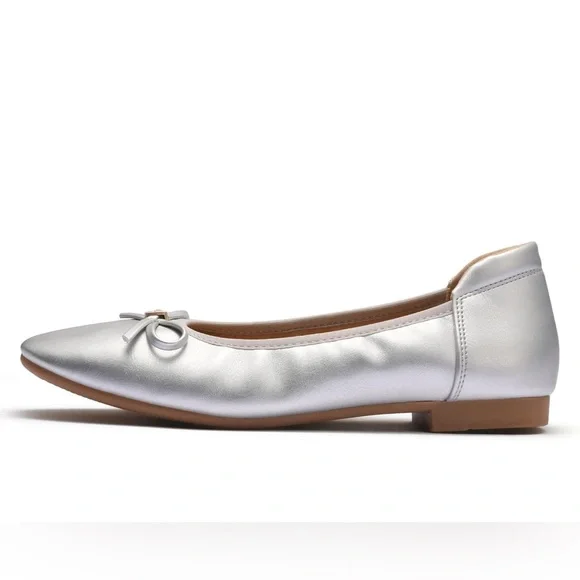 Mumuwu Silver Ballet Flats Womens Size 8.5 Memory Foam Comfort Shoes - Picture 4 of 8